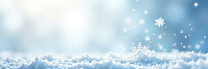Snowflakes gently falling on a blank sheet of paper, snowflake, isolated