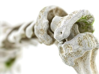 Degraded bone joint, close-up, 3D render