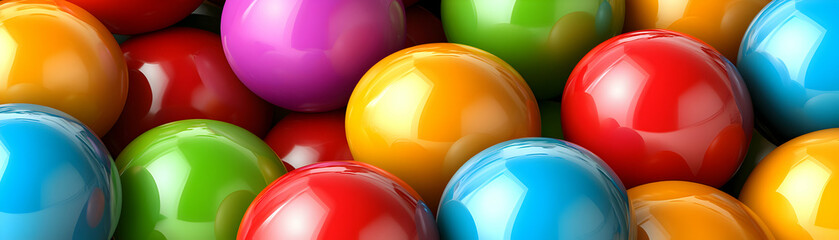 Vibrant Colorful Spheres Grouped Together, Reflecting Light Dynamically & Beautifully.