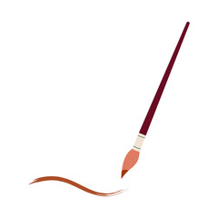 Paintbrush and paint trace. Flat vector illustration on white background