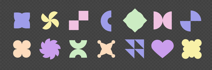 Geometric shapes collection. Simple tag figures. Trendy decorative elements. Art decor basic forms. Vector illustration