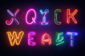 Neon Letters Forming a Colorful Word Art Display