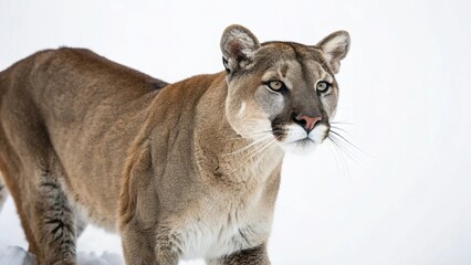 Obraz premium Mountain Lion in full view on white studio background