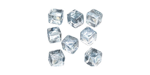 Ice Cubes. Refreshment And Cooling Concept Isolated On Transparent Background
