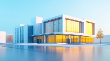 Fototapeta premium Modern Architectural Design with Glass Facade and Sunlight Reflection