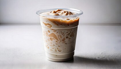 Iced Milk Tea in a Clear Plastic Cup with a Straw and a Sprinkle of Cinnamon

