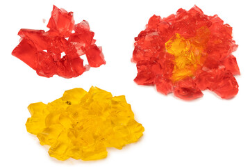 Sweet fruit jelly dessert isolated on a white background.