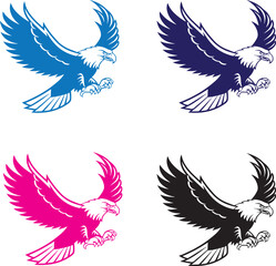Fototapeta premium Vector illustration of a set of black silhouette wings