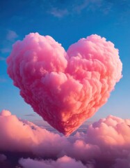 Heart-Shaped Pink Clouds &ndash; Dreamy and Romantic Valentine's Day Scene