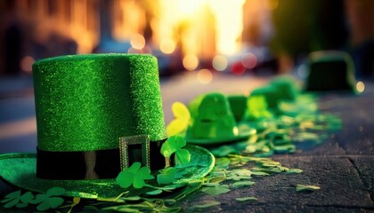 St. Patrick's Day Hats and Clovers &ndash; Festive Street Celebration
