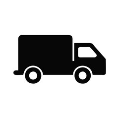 Fototapeta premium black silhouette of a delivery truck in a minimalistic style on a white background 