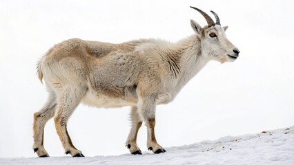 Obraz premium Mountain Goat in full view on white studio background