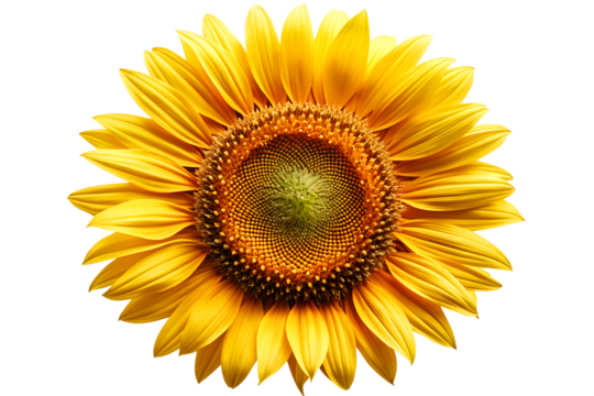 Bright yellow sunflower in full bloom with intricate seed pattern