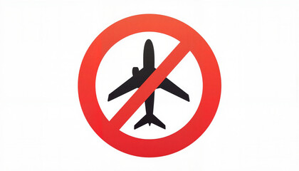 Geometric air travel ban sign illustration on white background, travel restrictions