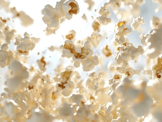 Floating Popcorn in a Bright and Airy Atmosphere for Fun Snacking