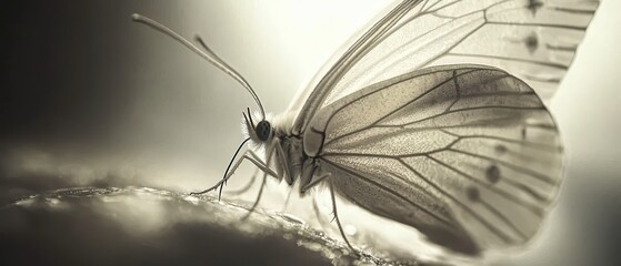Close-Up of Delicate Butterfly Wings in Soft Natural Light