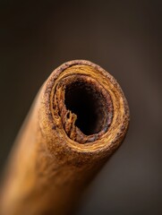 Close-Up View of a Rolled Vintage Paper Cylinder with Textures