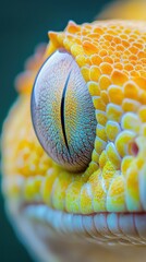 Close-Up of a Vivid Gecko Eye with Intricate Patterns and Colors
