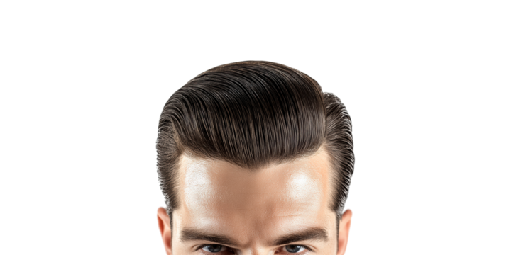 Stylish male hair with pompadour hairstyle isolated on transparent background