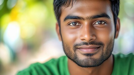 Fototapeta premium Friendly Close-Up Portrait of a Young Indian Engineer Smiling