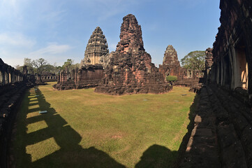 The Main Prasat of Prasat Hin Phimai in Phimai Historical Park. Khmer art, Khlang-Bapuan style and Angkor Wat style. Phimai Stone Castle is the architectural arts largest in Thailand.