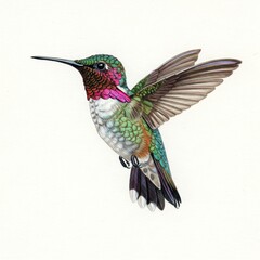 Obraz premium Hummingbird bird art on white background 
