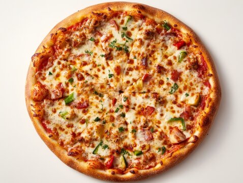 A delicious pizza with various toppings