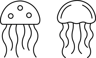 Jellyfish Icon Set – Marine & Ocean Life Symbols in EPS