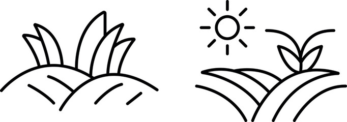 Rice Fields Icon Set – Agriculture & Farming Symbols in EPS