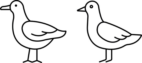 Seagull Icon Set – Coastal & Marine Bird Symbols in EPS