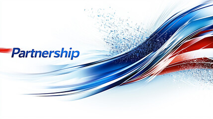 Fototapeta premium A dynamic abstract wave of red, white, and blue flows across the image with the word 