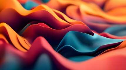 Fototapeta premium Abstract colorful waves in orange and teal hues