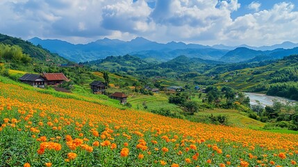 Vibrant Flower Field in Full Bloom