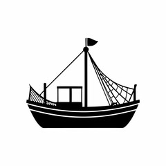 creative silhouette Fishing Boat Icon victor illustration