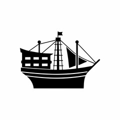 creative silhouette Fishing Boat Icon victor illustration