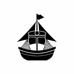 creative silhouette Fishing Boat Icon victor illustration