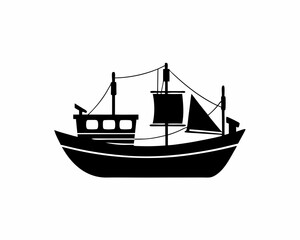 creative silhouette Fishing Boat Icon victor illustration