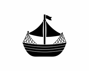 creative silhouette Fishing Boat Icon victor illustration
