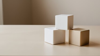 Obraz premium Minimalist wooden blocks mockup, perfect for creative projects or backgrounds.