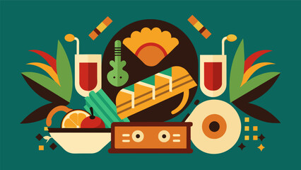 The restaurants soundtrack combines traditional Latin American music with modern electronic beats reflecting the fusion of old and new cultural influences.. Vector illustration