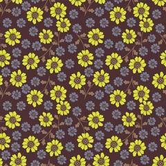 Exotic hand drawn flowers, seamless patterns with floral for fabric, textiles, clothing, wrapping paper, cover, banner, home decor, abstract backgrounds. Vector illustration