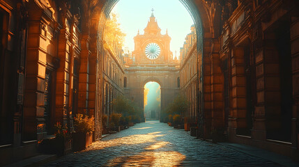 Obraz premium Golden Hour Passageway