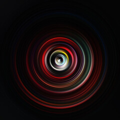 Colorful radial motion effect. Abstract rounded background. Color curves and sphere. Multi color gradient rings and circles wallpaper. Colored texture backdrop and banner.