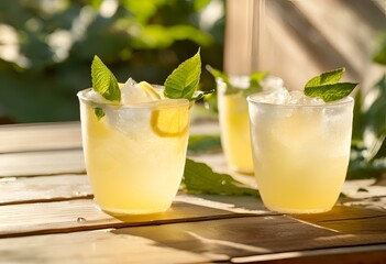 Fototapeta premium a glass cup of icy lemonade