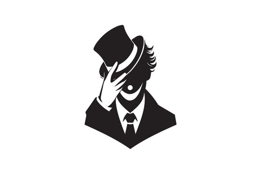 black and white color Circus jocker vector silhouette illustration 