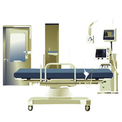 Modern Operating Room with Advanced Medical Equipment and a Patient on the Surgical Table

