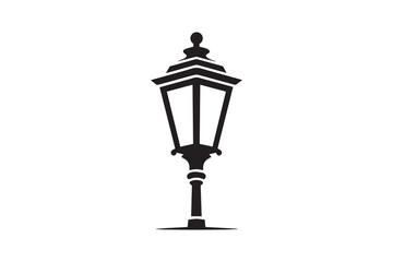 Fototapeta premium black and white color vintage roadside lamp icon vector silhouette illustration 
