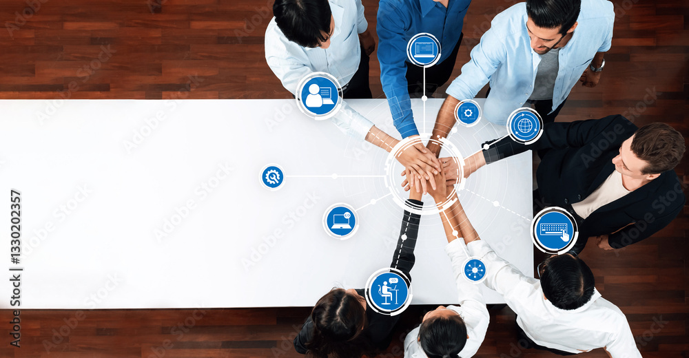 Leinwandbilder diverse professionals come together in a modern workspace, symbolizing collaboration and unity throu