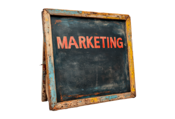 Blackboard with word marketing isolated on transparent background