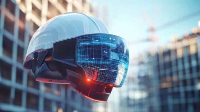 Construction worker's helmet with augmented reality overlay